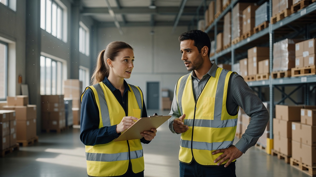 Samenwerkende professionals in een modern distributiecentrum
